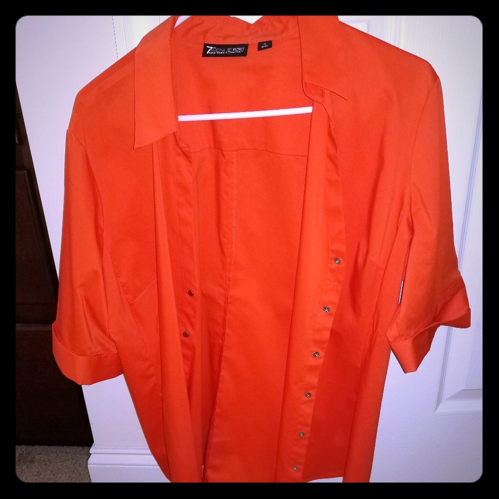 Orange button down blouse